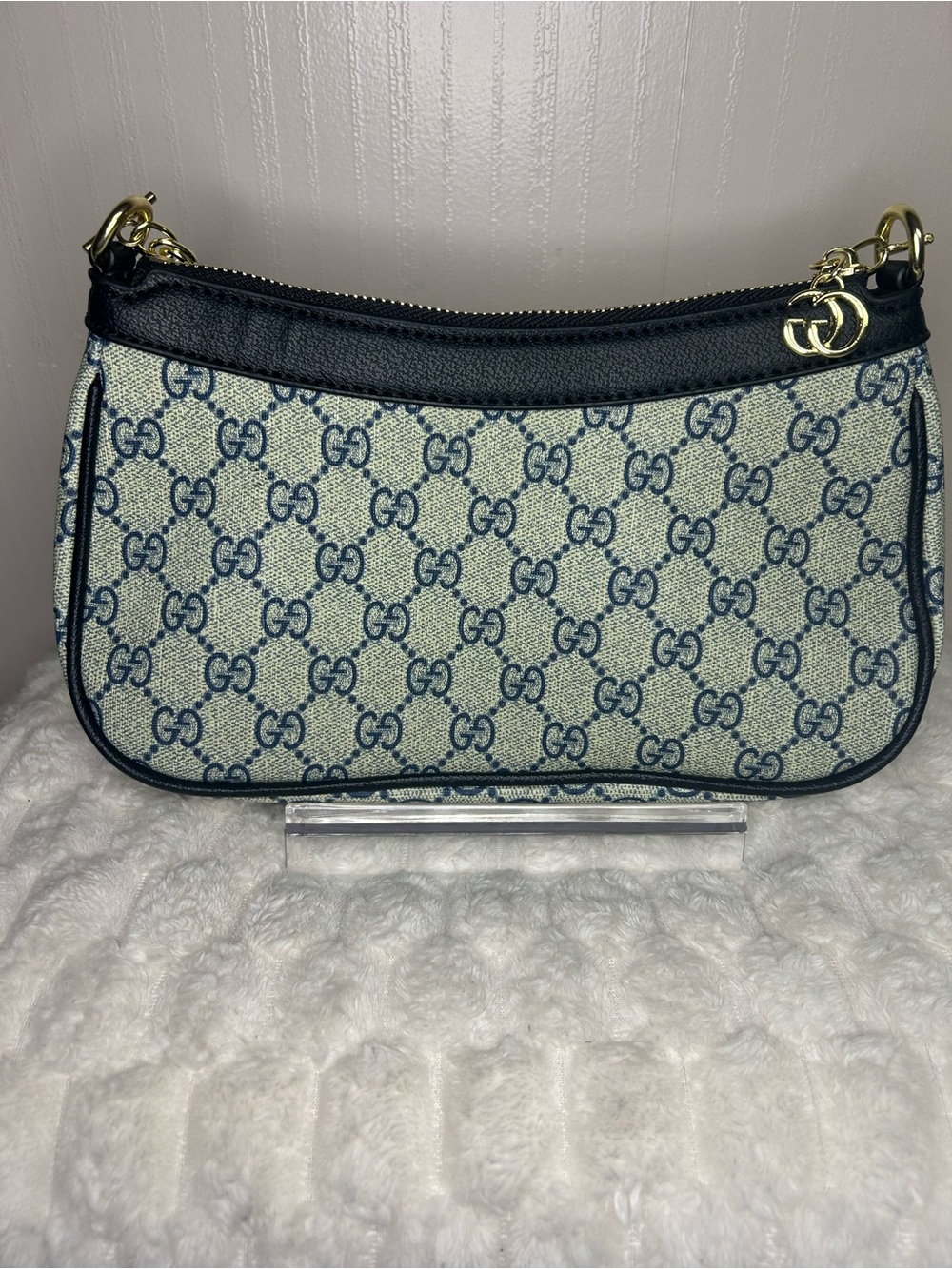 Source Unknown Beige and Blue Monogram Mini Shoulder Bag